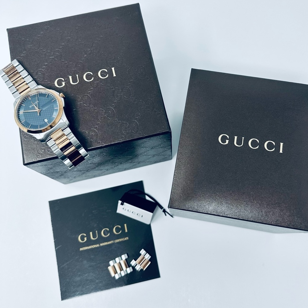 GUCCI G TIMELESS SILVER/ROSE GOLD 38MM WATCH